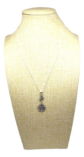 Collar Doble Protección Nudo De Bruja Y Tetragrámaton Plata