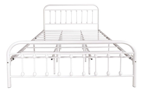 Marco De Cama De Metal Clásico Estructura Estilo Victorianio Color Blanco