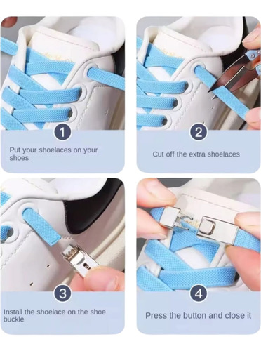 2 Cordones Elásticos Ajustable Con Broche Sin Nudos Estándar