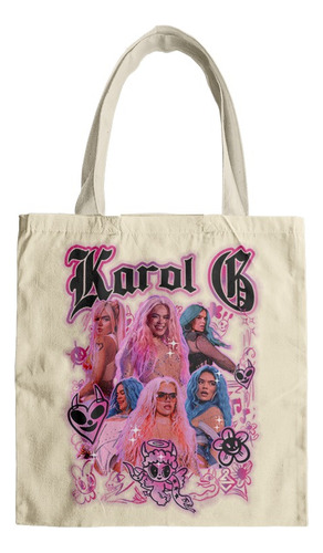 Bolsa Tela Tote Karol G Bichota Concierto Bootleg Retro 5