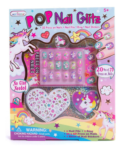 Pop Nail Glitz Kit De Arte De Uñas De Unicornio 3d Niñas