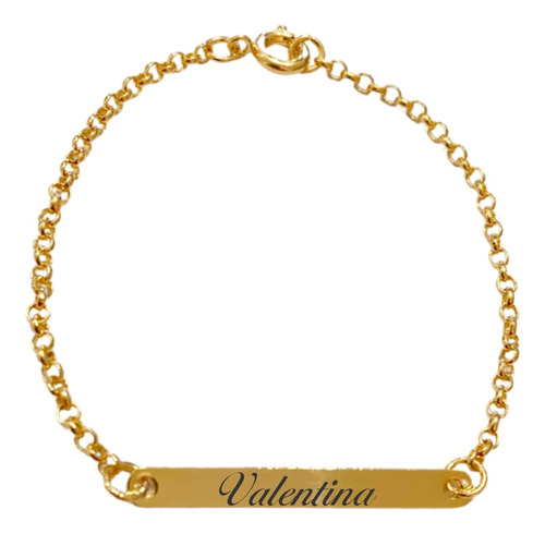 Pulseira Infantil Grumet Personalizada Nome Banhada Em Ouro