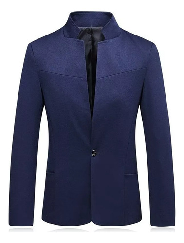 Chaqueta Blazer Elegante De Corte Ajustado Con Cuello Mandar