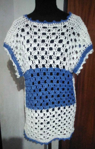 Vestido Remeron Playero Crochet Artesanal Hilo Algodon 