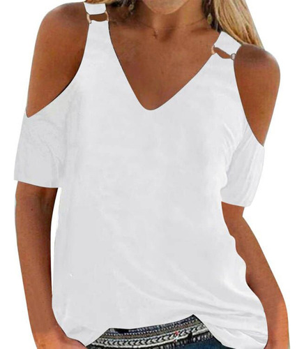 0z Polera De Verano Para Mujer, Blusa Con Hombros Descubie