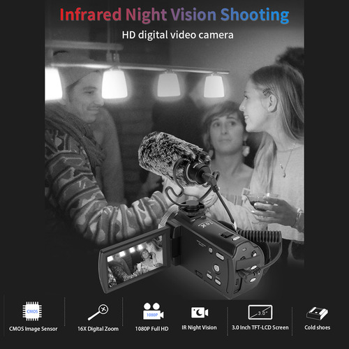Cámara De Vídeo Digital Nocturna Hd Giratoria Con Portátil