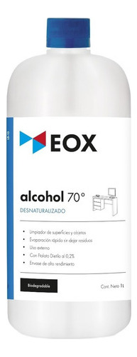 Alcohol 70º Desnaturalizado Eox 1 Litro