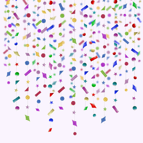 10 Guirnaldas De Confeti De Colores Con Purpurina Para Colga