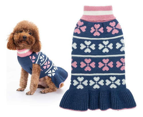 Dog Sweater Dress Turtleneck Winter Clothes - Warm Girl...