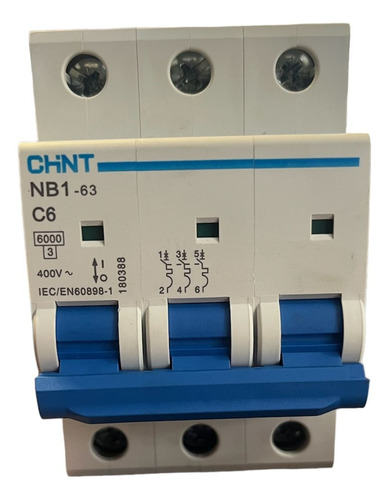 Breaker Termomagnético Riel 3x6a Icc:6ka Chint