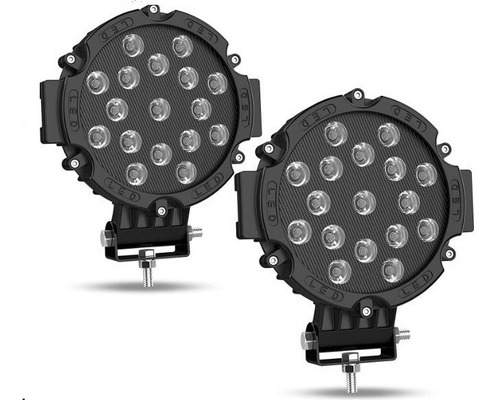 Kit 2 Faros Led Negro Redondo 7 Pulgadas Jeep Moto Luz Blanc