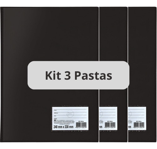 Kit 3 Pasta Catálago Organizadora Dac Com Visor 10 Envelopes