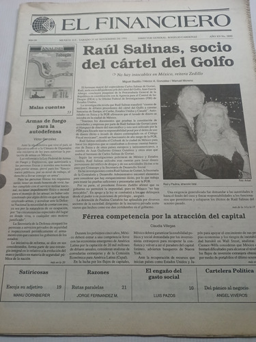 Periódico El Financiero Antiguo 1995 Raúl Salinas Narco 