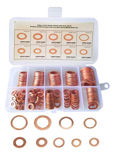 Arandelas De Cobre 200pcs, Juego De 9 Estilos, Sello De  [u]