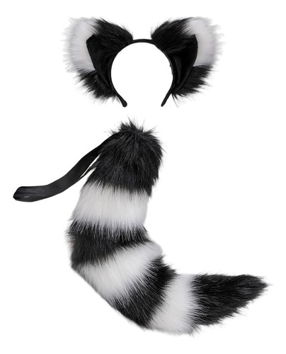 2024 Diadema Con Orejas De Gato De Peluche, Cola Grande,