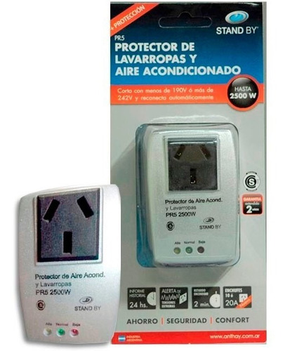 Protector De Tensión Aire Acondicionado Lavarropas 2500w Pr5