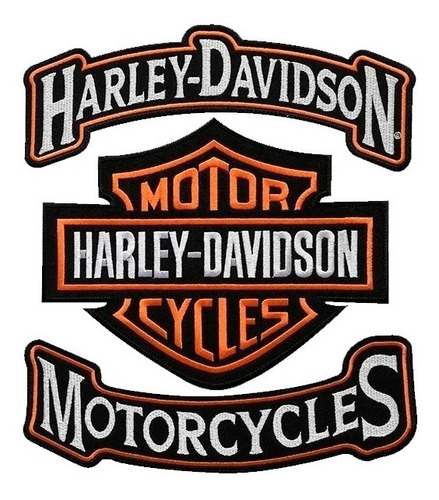 Parches Bordados Harley Davidson Por 3 Unidades Espaldar 