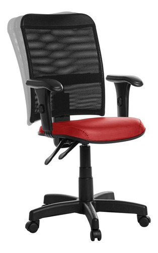 Cadeira Escritório Ergonômica Tela Com Braço Rv Cor Vermelho