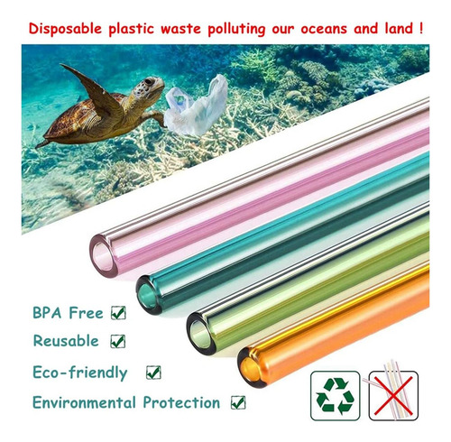 8 Pcs Reutilable Glass Streds, Canudos De Bebidas Ecológicas