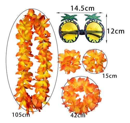 3 Conjunto De Disfraz De Collar Hawaiano, Accesorio De