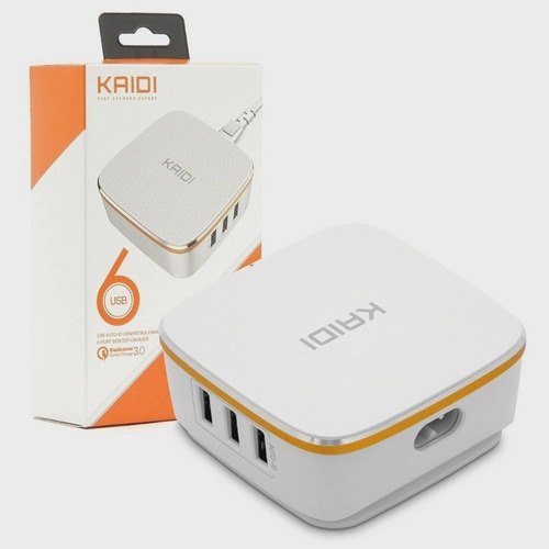 Hub 6 Portas Kaidi Kd-601 Carregador Rápido Turbo Usb 2.0 Cor Branco