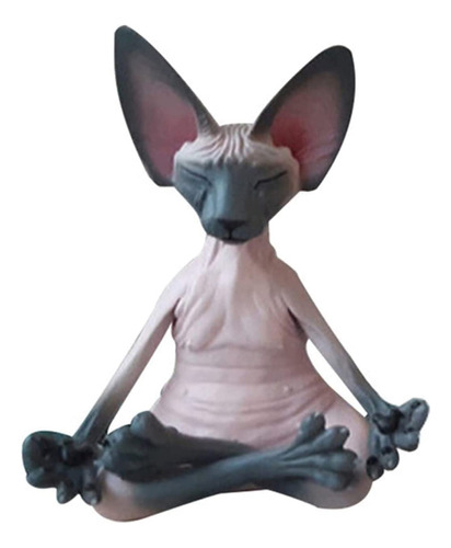 Estatua Meditacion Gato Coleccionable Yoga Zen Relajada Pose