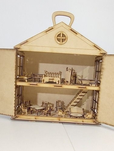 Casita Muñecas Valijita Portatil_20 Muebles_ Placita_juegos