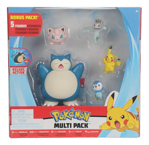 Pokemon Snolrax + Jigglypuff + Piplup +pikachu Set 5pz