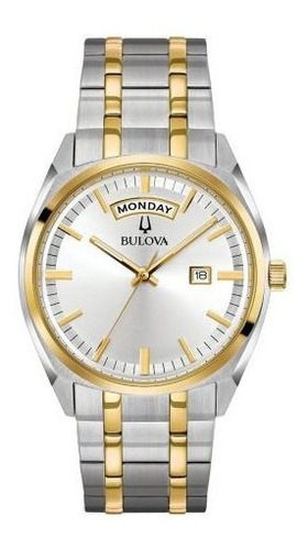 Reloj Bulova Hombre Clasico Acero 98c127 Color Del Fondo Plateado Color De La Malla Plateado/dorado Color Del Bisel Dorado