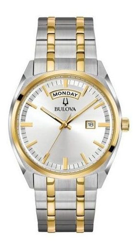 Reloj Bulova Hombre Clasico Acero 98c127 Color de la malla Plateado/Dorado Color del bisel Dorado Color del fondo Plateado