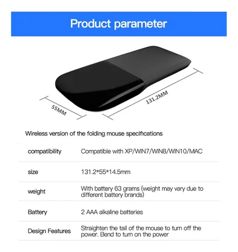 Mouse Bluetooth Arc Touch, Inalámbrico, Plegable Y Silencios