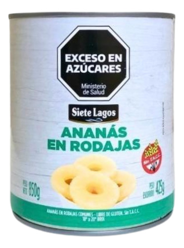 Anana En Rodajas En Almibar Siete Lagos 850gr.