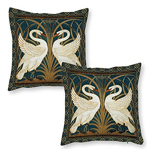 Juego De 2 Fundas De Almohada, Bird Walter Crane Swan R...