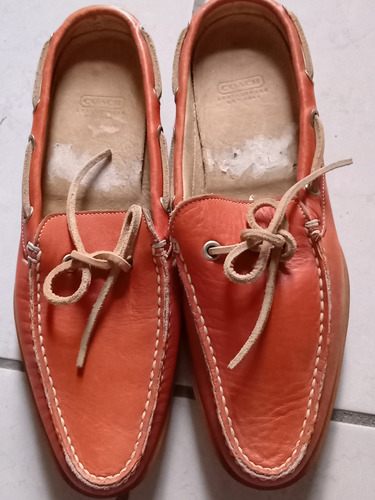 Mocasines D Piel Coaach 24.5cm D Mujer Naranja