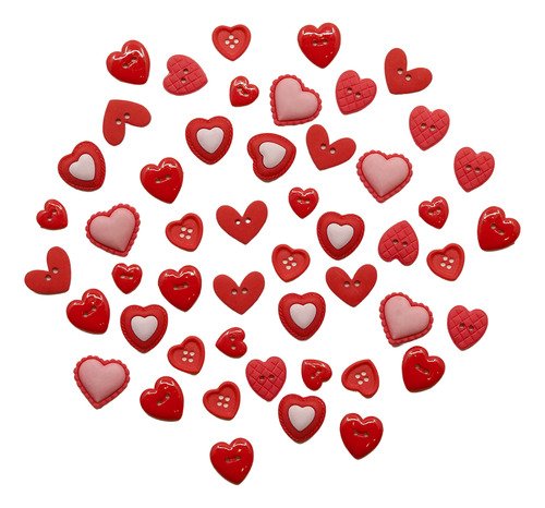 50 Botones Románticos Para Manualidades En Varios Colores