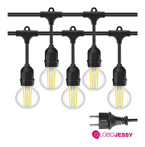 Guirnalda Vulcanizado 10mt + 20 Focos Bombillas Luces Led