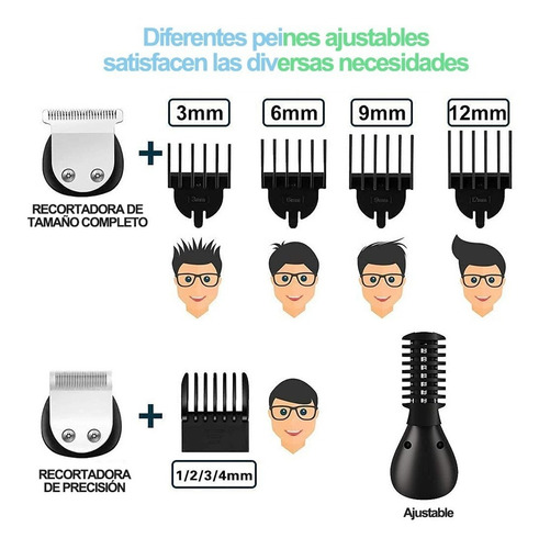 Imagen 6 de 7 de Kit De Máquina Cortadora De Cabello Profesional Inalámbrica