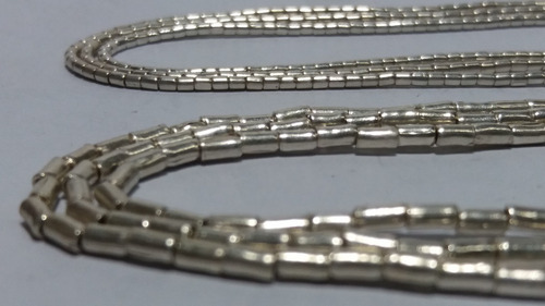 Collar Mostacilla Fina De Plata 100 Centímetros