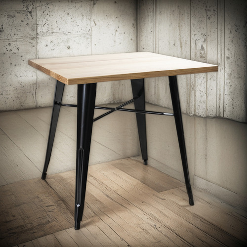 Mesa Tolix Madera Cuadrada 80x80x75cm Venhoouse