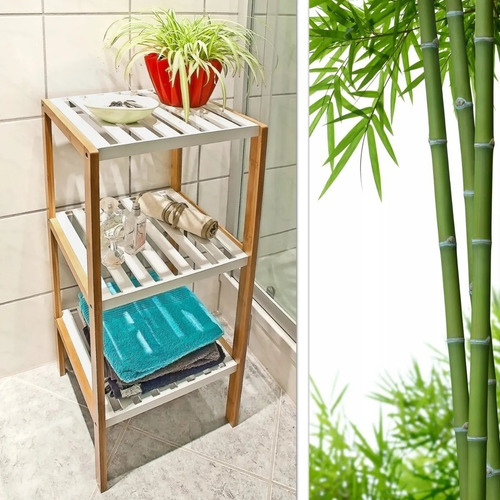 Imagen 5 de 10 de Organizador Estantería De Bambú 3 Estantes Repisa Para Baño