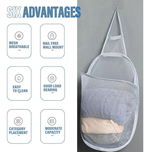 Cesto De Ropa Colgante De Malla Plegable De 3 Piezas
