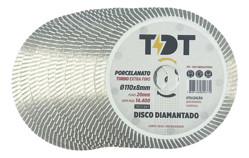 20x Disco Porcelanato Cerâmica Diamantado Fino 110mm X 20mm Cor Branco