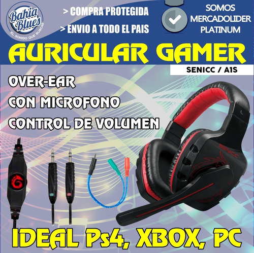 Auricular Gamer Con Microfono Ideal Pc Ps4 Xbox Gaming