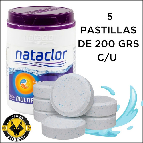 Imagen 3 de 10 de Kit Pastillas Boya Nataclor Cloro Triple Accion 1kg Piletas