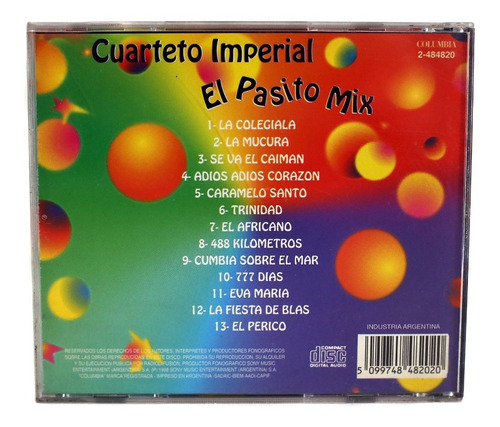 Cd Cumbia Cuarteto Imperial El Pasito Mix 98 Original/ Nuevo
