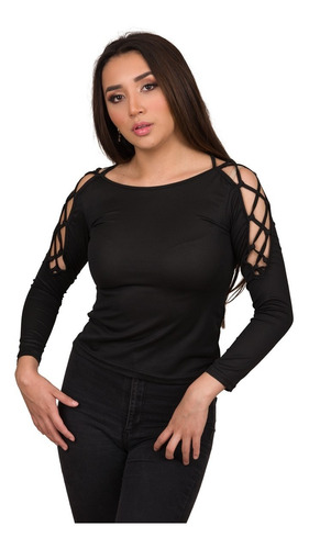 Blusa Dama Moda Deportiva Manga Larga Detalle Zig Zag V668