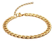 Comprar Pulsera Hombre - Pulsera Cadena Eslabón Cubano Dorado - Pulsera Acero Quirúrgico - Brazalete Hombre - Pulseras Hombre
