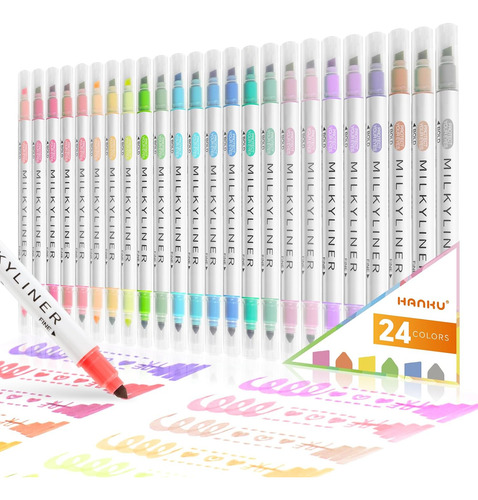 Juego De Resaltadores Pastel, 24 Colores Retro Únicos,...