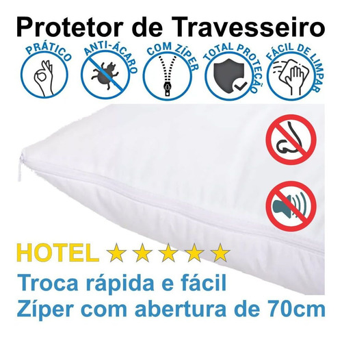 10 Capa Protetor De Travesseiro Hotel Hipoalergênico 1655p15 Cor Branco Liso