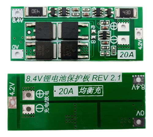 Módulo Tarjeta Bms Batería Li-ion 2s 20a 7.4v Con Balanceo